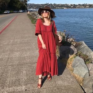 🌿 Free People “I’m the One” Maxi Dress in Red